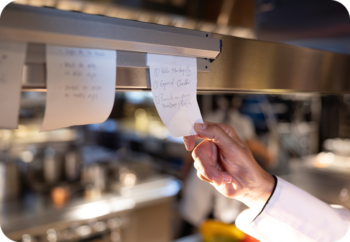Notizen in einer Restaurantküche